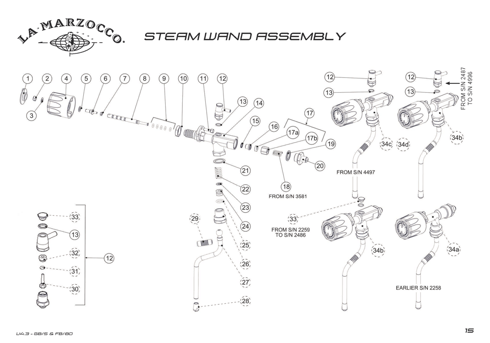Steam Wand Assembly GB5 FB80