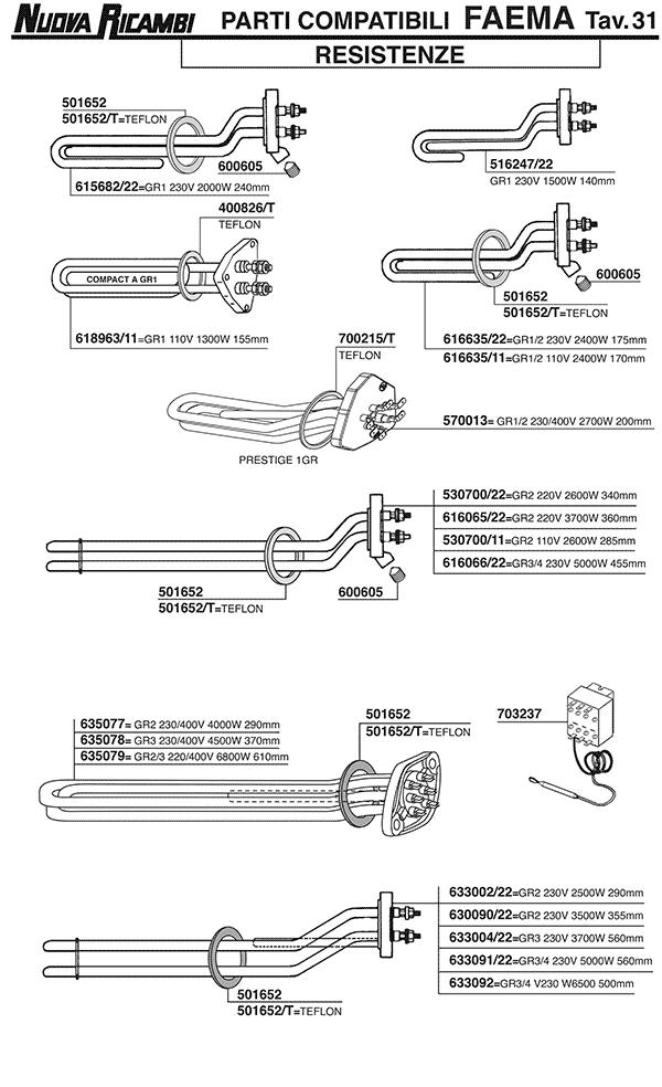 Faema 31 ESPRESSO MACHINE PARTS