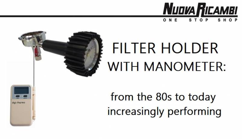 The filter holder with manometer by Nuova Ricambi: for the perfect setup of the espresso machine.
