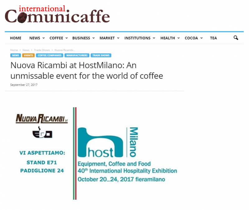 Nuova Ricambi at HostMilano: An unmissable event for the world of coffee