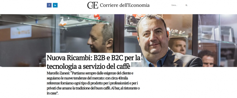 Nuova Ricambi: B2B e B2C per la tecnologia a servizio del caffè Marcello Zanesi: “Partiamo sempre dalle esigenze del cliente e seguiamo le nuove tendenze del mercato: con circa 40mila referenze forniamo ogni tipo di prodotto per i professionisti e per i pr