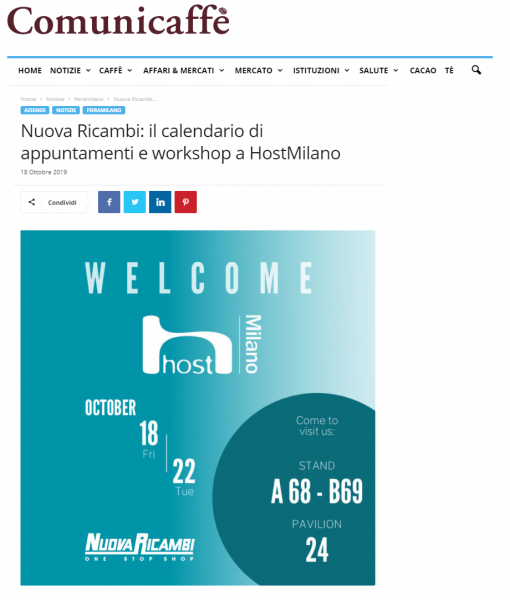 Nuova Ricambi: il calendario di appuntamenti e workshop a Host Milano