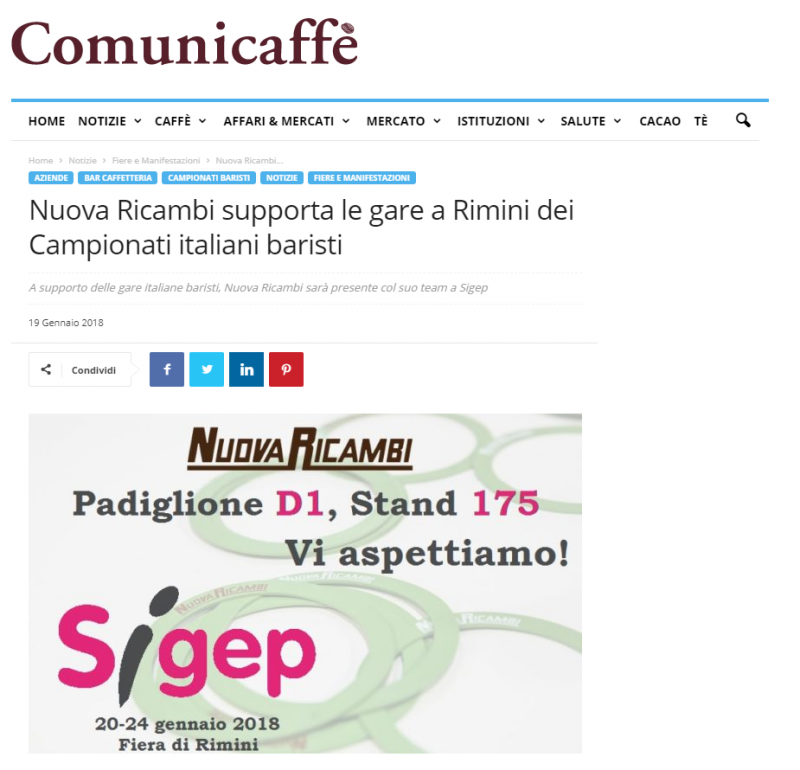 Nuova Ricambi supporta le gare a Rimini dei Campionati italiani baristi