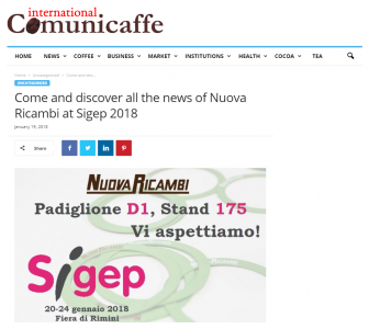 Come and discover all the news of Nuova Ricambi at Sigep 2018