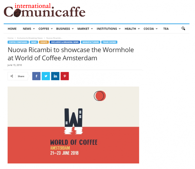 Nuova Ricambi to showcase the Wormhole at World of Coffee Amsterdam