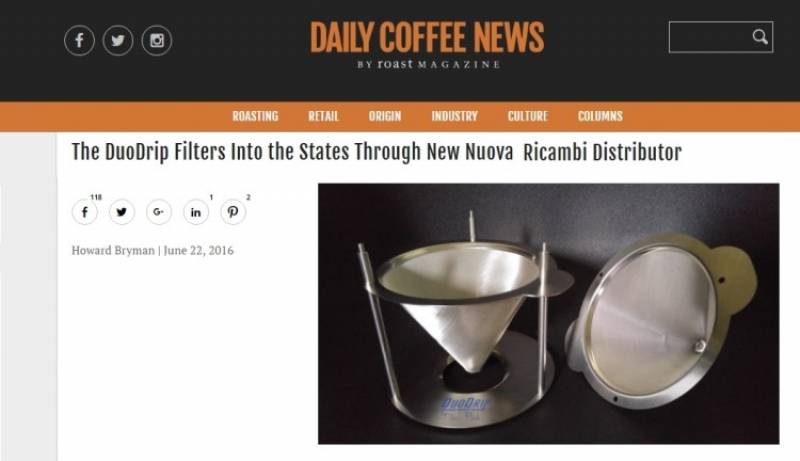 The DuoDrip Filters Into the States Through New Nuova Ricambi Distributor