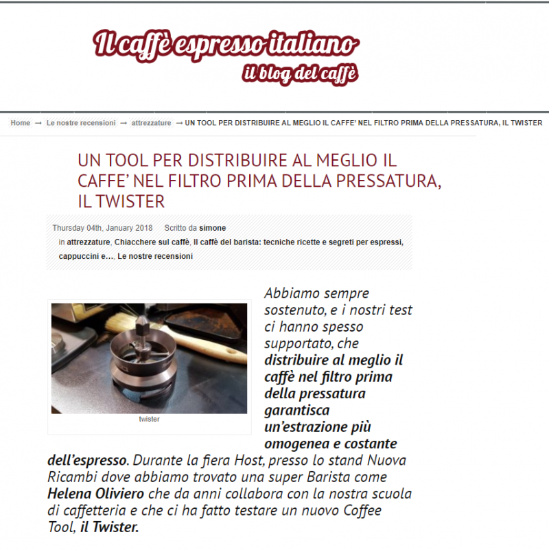 UN TOOL PER DISTRIBUIRE AL MEGLIO IL CAFFÈ’ NEL FILTRO PRIMA DELLA PRESSATURA, IL TWISTER