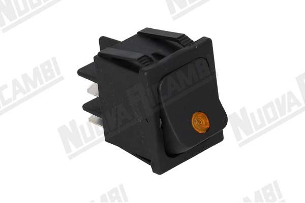 BLACK BIPOLAR SWITCH WITH RED BRIGHT LED 250V 16A MOUNTING HOLE 22x30mm