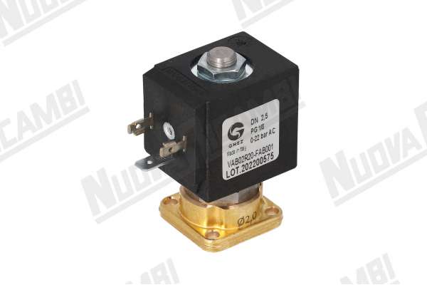 ELECTROVALVULA''GHEZ'' 2 VIAS CON PLACA-V230/240 - 50/60 - 8W - ORIF. Ø 2mm - JUNTA RUBÍ - ''CE''