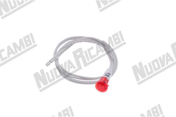 LAMPARA INDICADOR ROJA CABLEADA 250V - 120° C. - CABEZA Ø 13,5mm - AGUJERO Ø 10mm - FAEMA/ EXPOBAR
