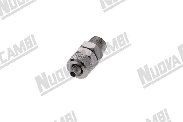 STRAIGHT PUSH-ON FITTING G. 1/8 - PIPE Ø 6mm - HEX. 12mm - NICKEL-PLATED BRASS