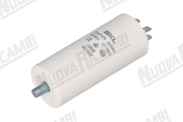 CONDENSADOR 25mF - 220/240V - 420/470V - 50/60HZ - Ø 40mm -  A. 95mm FIAMMA RST/ NUOVA SIMONELLI/ QUAMAR