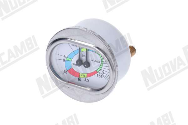 DOUBLE SCALE MANOMETER  0-2,5/0-16 BAR CONNECTION 1/8M FLAT - FRAME Ø 70mm - BODY Ø63mm RANCILIO/ PROMAC/ SPAZIALE