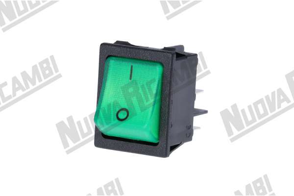 GREEN LUMINOUS BIPOLAR SWITCH GREEN  250V - 16A MOUNTING HOLE 22x30mm