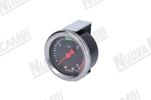 MANOMETRO 1 ESCALA 0-15 BAR ENGANCHE PLANO 1/8M - MARCO Ø 57 CUERPO Ø 50 GAGGIA