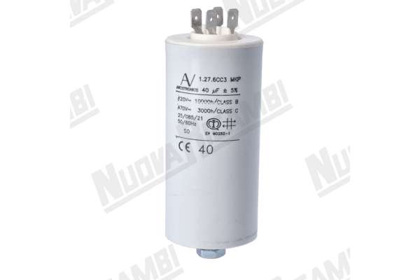 CONDENSATORE 40mF - 220/240V - 420/470V- 50/60HZ - Ø 45mm - H. 95mm  FAEMA/ MACAP/ OBEL/ RANCILIO