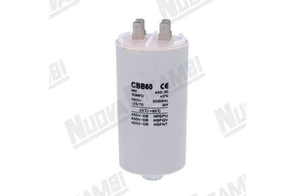 CONDENSADOR 50mF - 220/240V - 450V - 50/60HZ - Ø 50mm - A. 106mm  OBEL/ QUAMAR/ RANCILIO/ NUOVA SIMONELLI