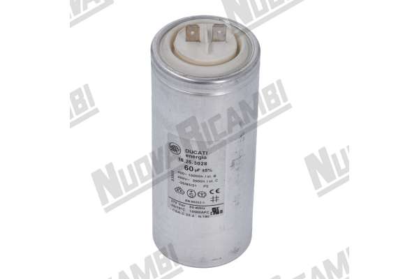 CONDENSATORE 60mF - 220/240V - 400/450V- 50/60HZ - Ø 45mm - H. 120mm  MAZZER