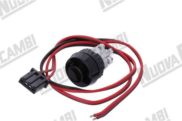 BOTON UNIPOLAR NEGRO CABLEADO N.A. - 250V - 0,7A - CABEZA Ø 19mm - AGUJERO  Ø 15mm - OBEL JUNIOR/ ROMA