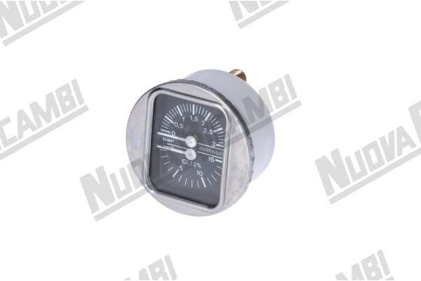 MANOMETRO DOPPIA SCALA 0-3/0-15 BAR - ATTACCHI 1/8M PIATTO - CORNICE Ø 70mm - CORPO Ø 63mm  BEZZERA