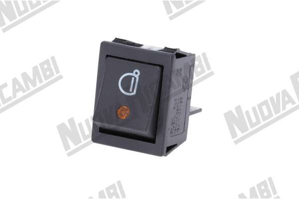 INTERRUTTORE BIPOLARE NERO CON LED LUMINOSO ARANCIO  250V - 16A - CAVA  22x30mm  COMPAK