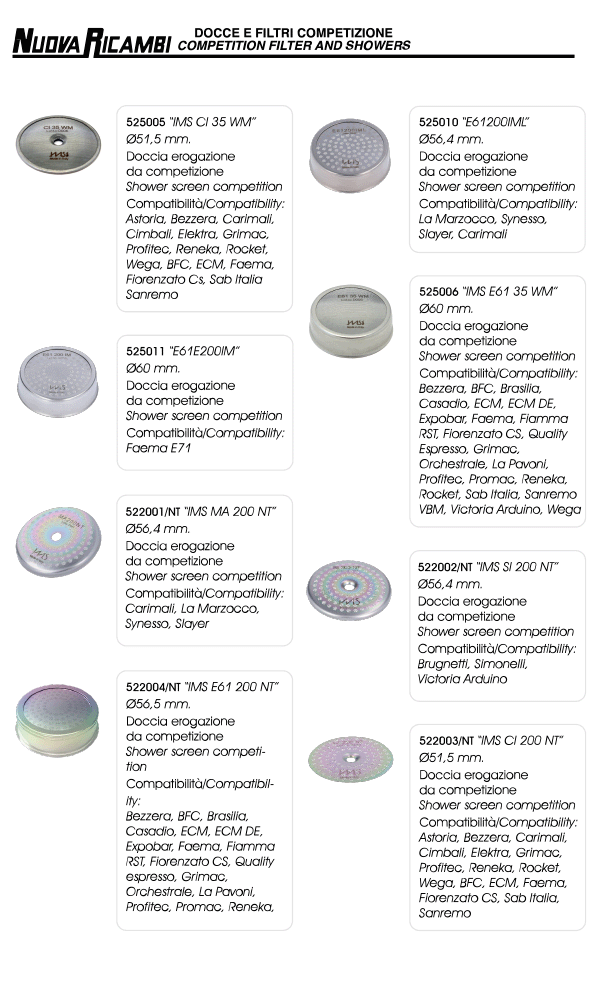 Competition filters and shower filters