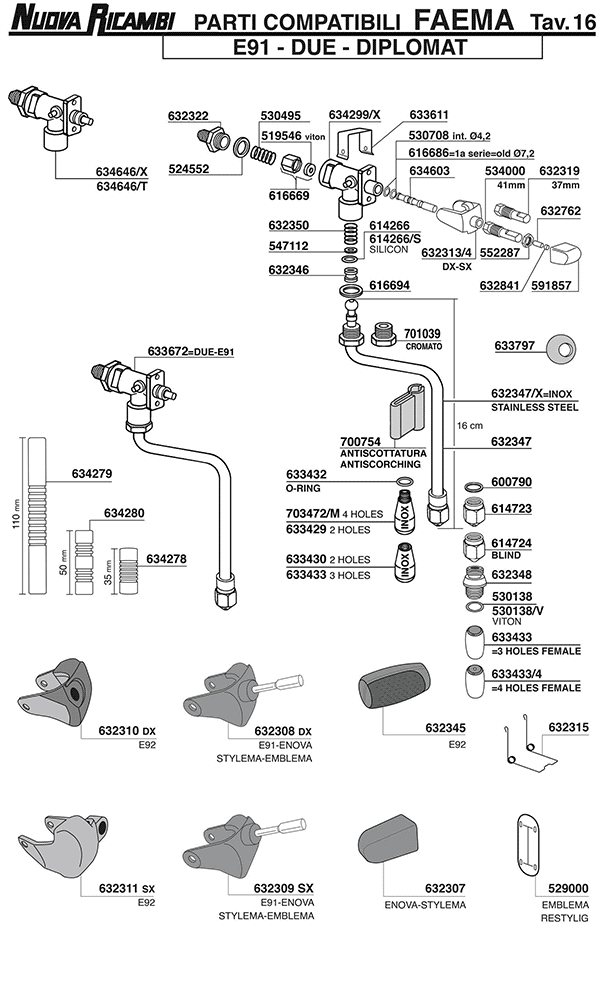 Faema 16 ESPRESSO MACHINE PARTS