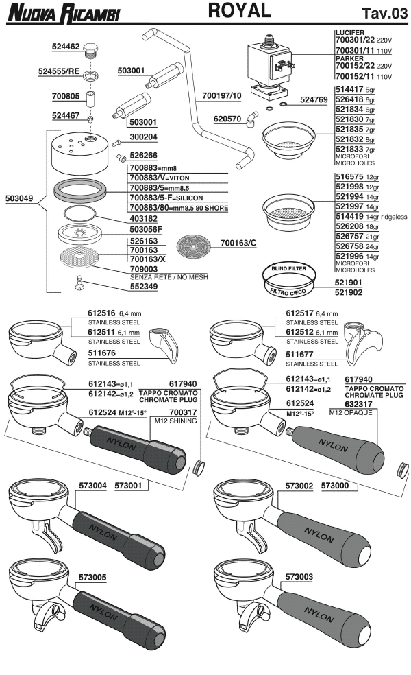 Royal 03 - ESPRESSO MACHINE PARTS